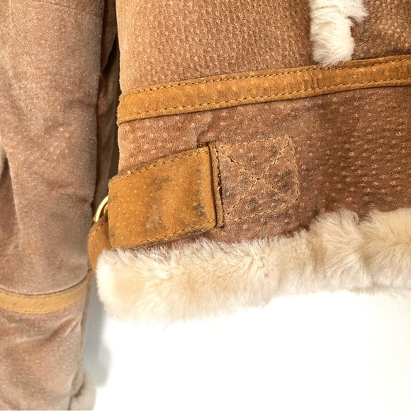 *SOLD* Vintage Y2K Leather Bomber Jacket w/ Faux Shearling … - Picture 12 of 13